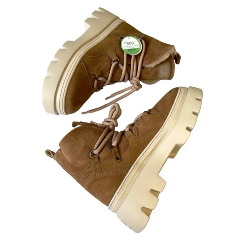 Paul Green Pandora Fluff Boots Camel Combo Women's Size 8 NWT Shearling